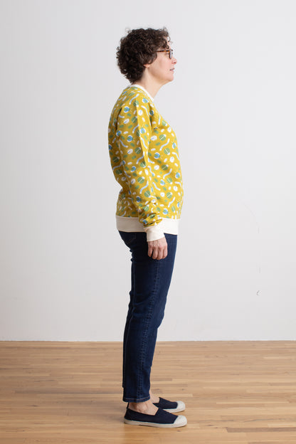 Adult Sweatshirt - Busy Bugs Chartreuse & Blue