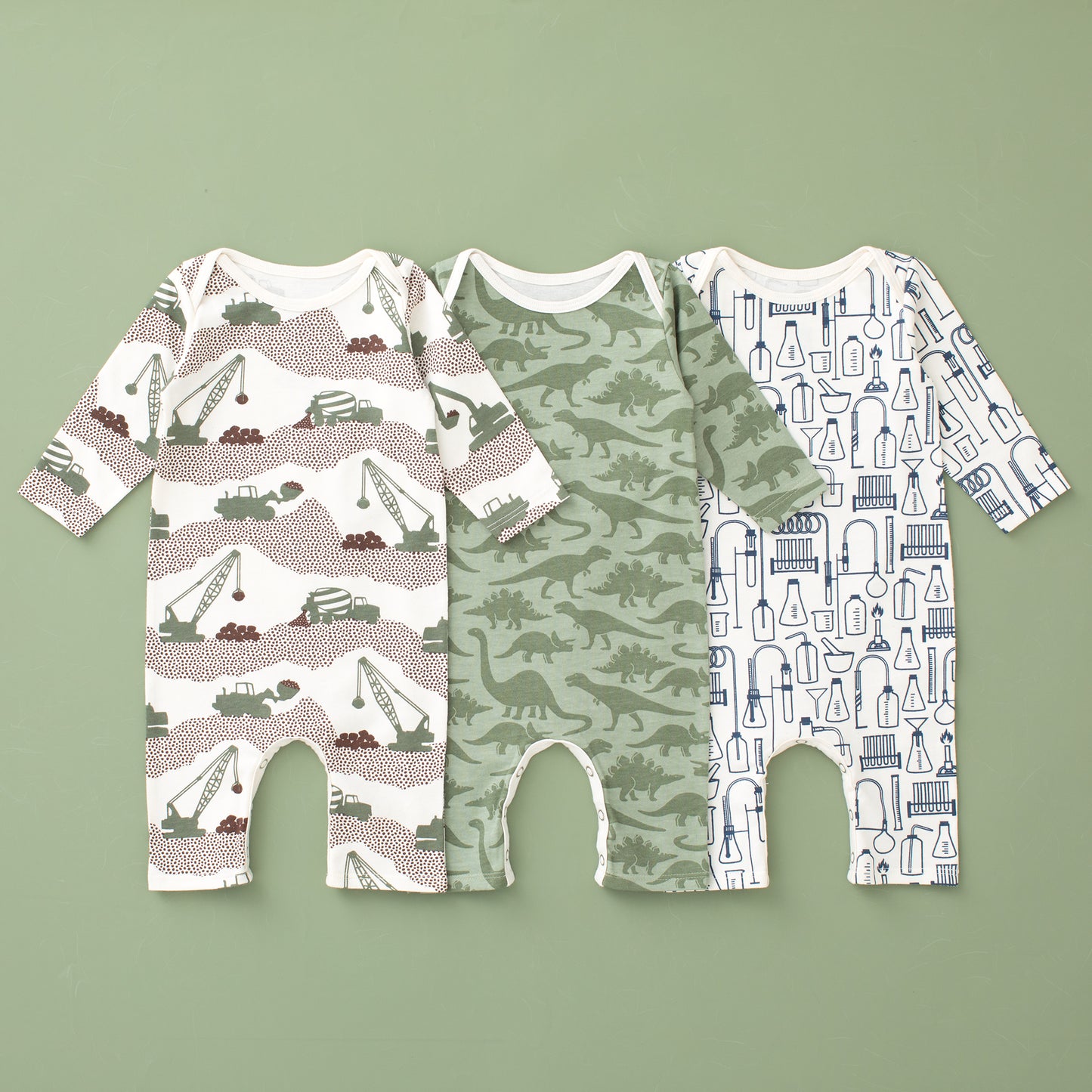 Long-Sleeve Romper Bundle - Little Scientist Blue & Green