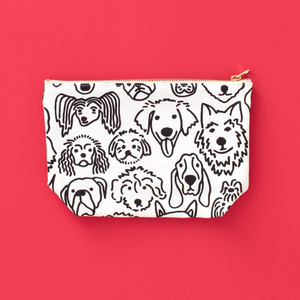 Canvas Gusset Pouch - Dogs Black