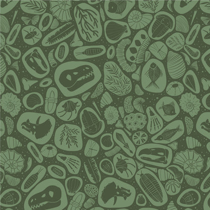Fitted Crib Sheet - Fossils Green