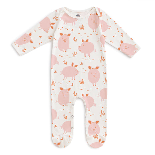 Footed Romper - Pigs Pink