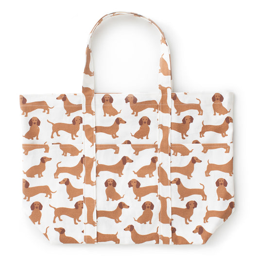 Large Canvas Tote - Dachshunds Brown