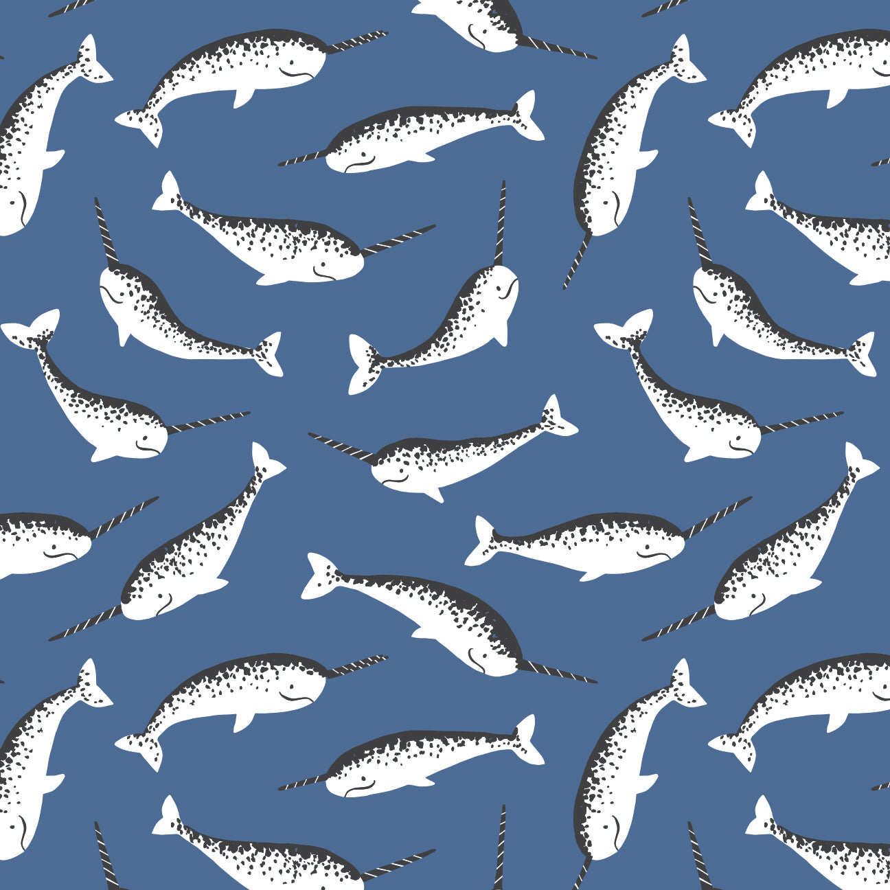 French Terry Blanket - Narwhals Blue