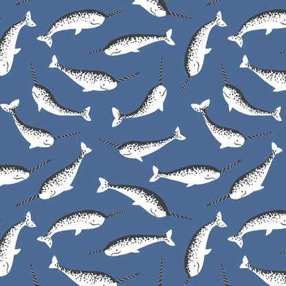 French Terry Blanket - Narwhals Blue