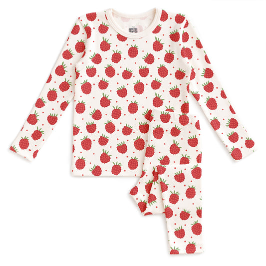 Kids Pajama Set - Raspberries Natural