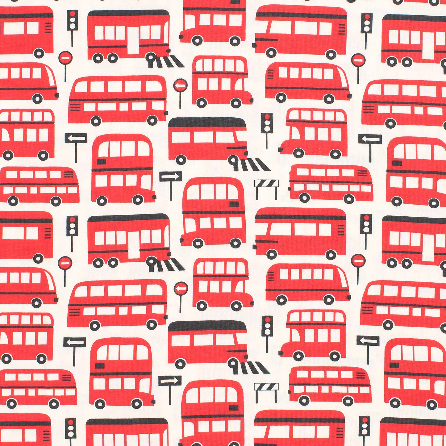Short-Sleeve Snapsuit - Double-Decker Buses Red