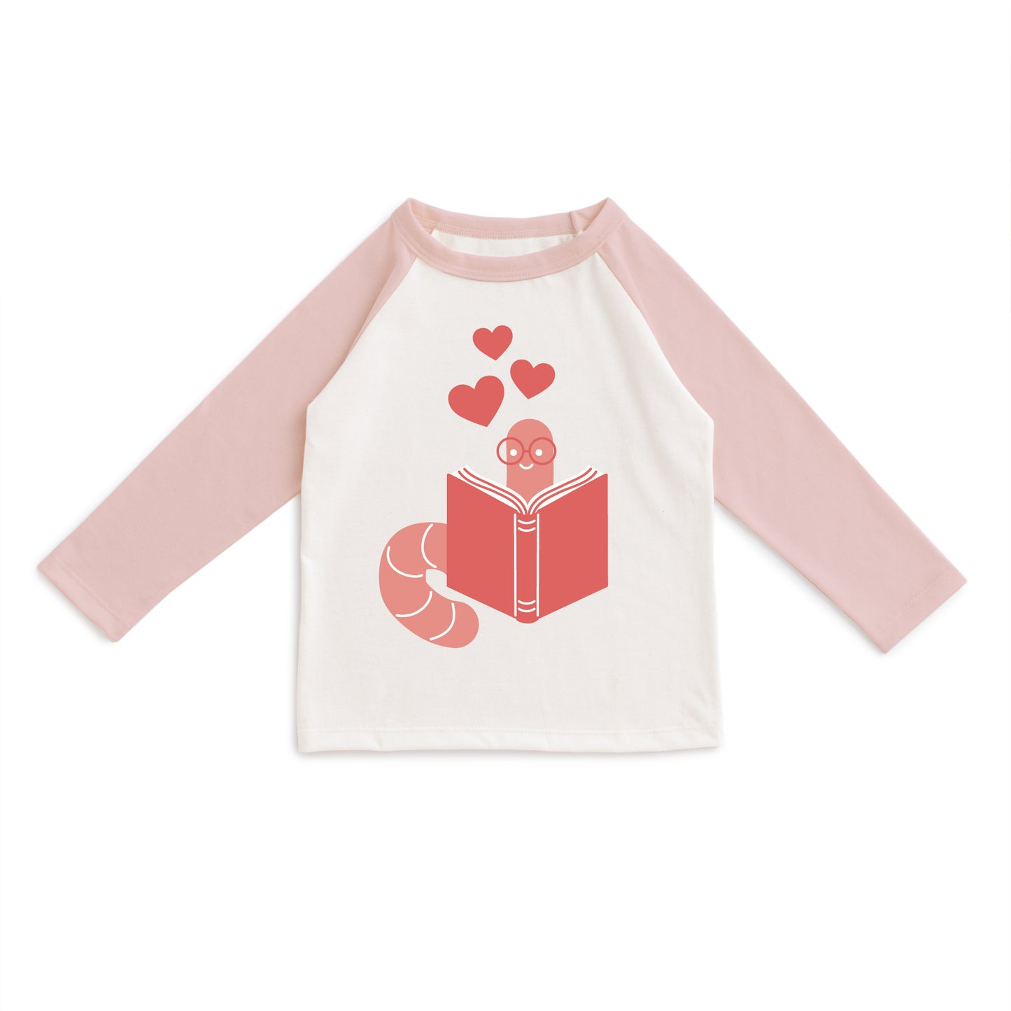 3/4 Sleeve Baseball Tee - Pink & Natural Book Lover