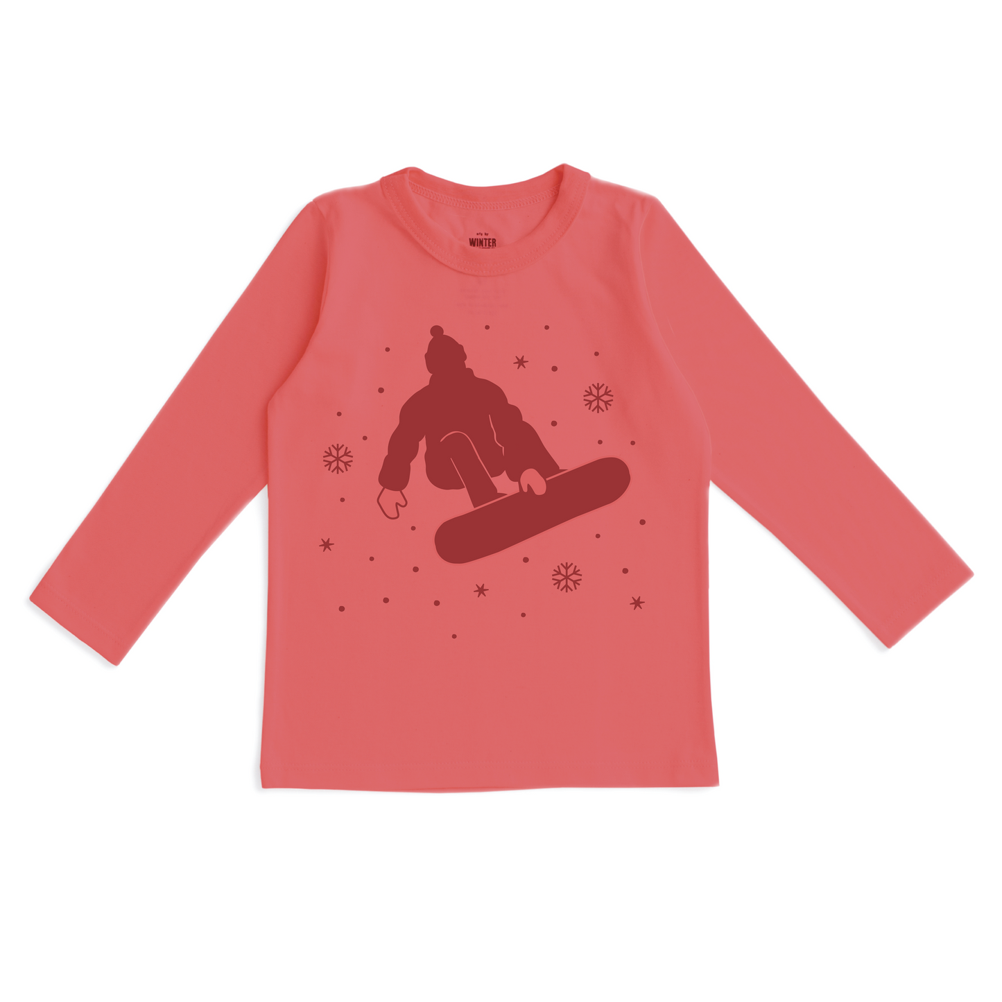 Long Sleeve GRAPHIC Tee - Snowboarder Coral