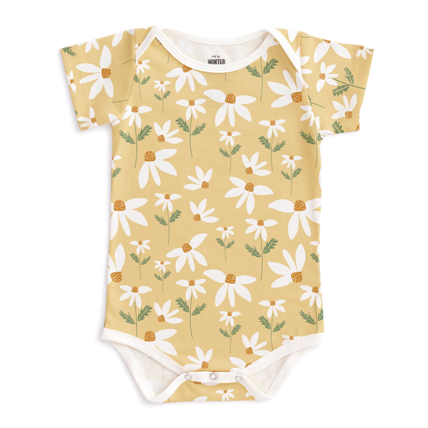 Short-Sleeve Snapsuit - Daisies Yellow