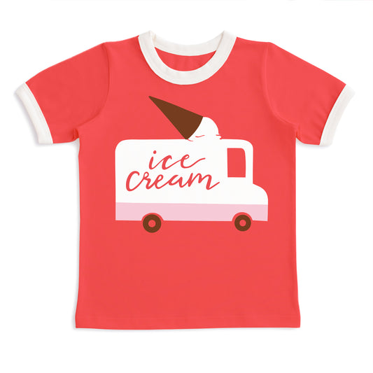 GRAPHIC Ringer Tee - Ice Cream Truck Scarlet Red
