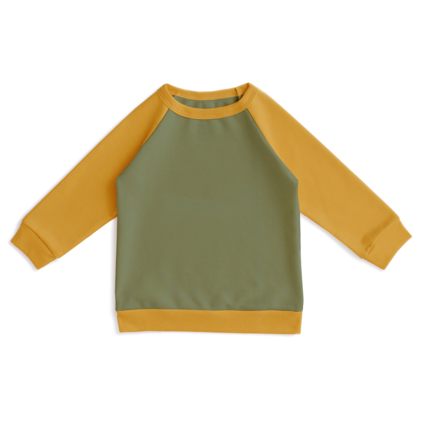 Color Block Sweatshirt - Forest Green & Ochre