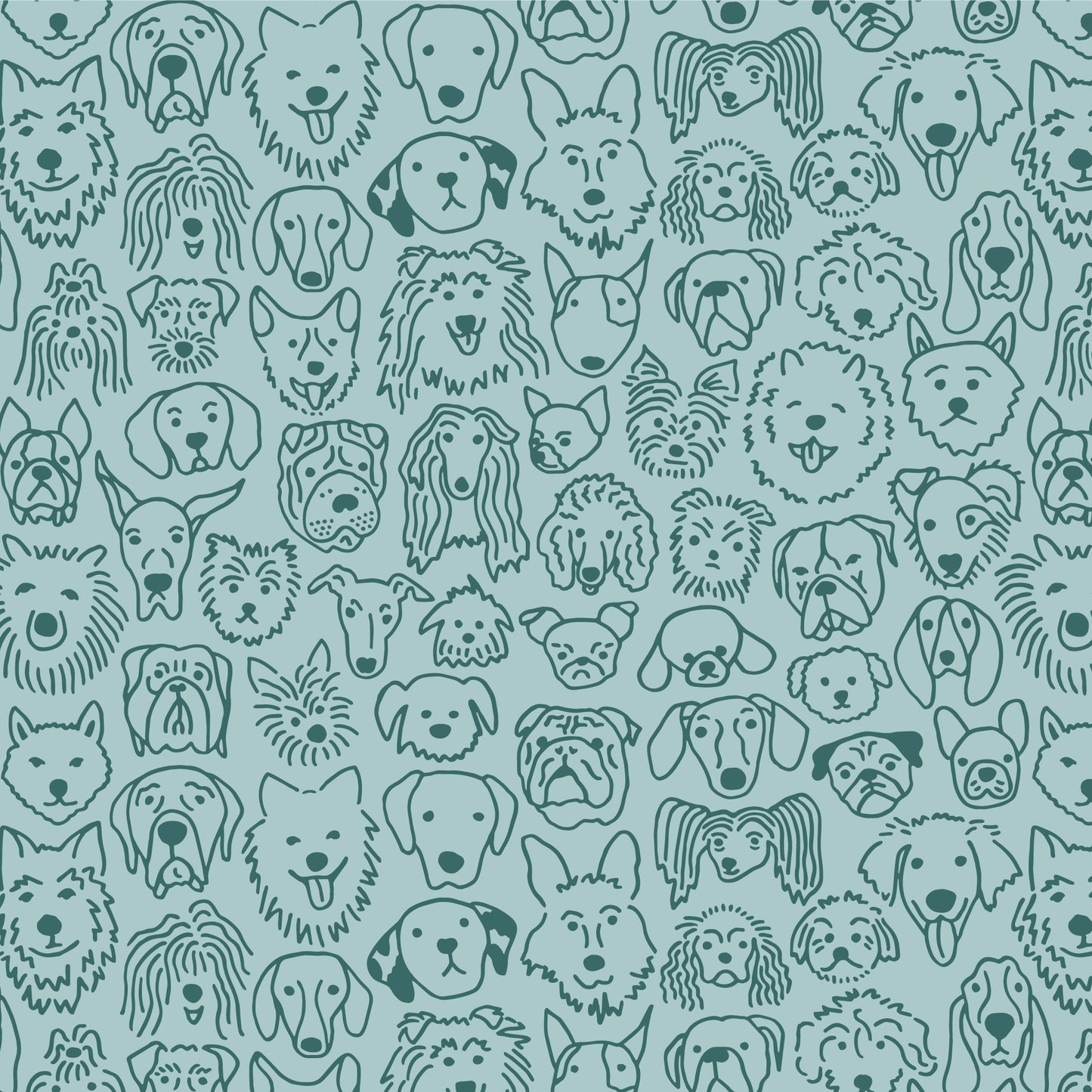 Long-Sleeve Lap Tee - Dogs Pale Blue