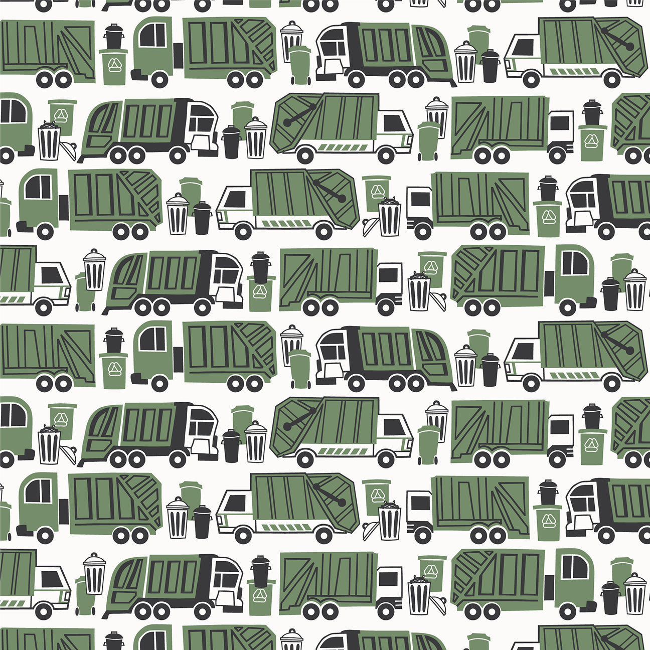 Fitted Crib Sheet - Garbage & Recycling Green