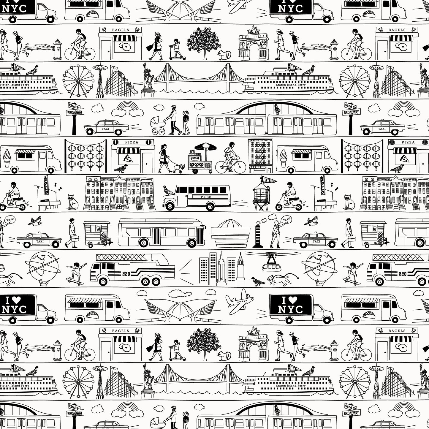 Short-Sleeve Lap Tee - New York On The Go Black