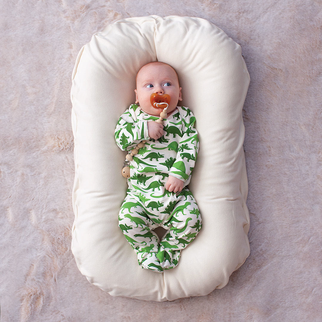 Footed Romper - Dinosaurs Sage