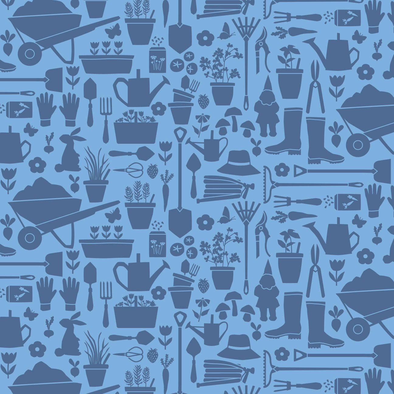 Long-Sleeve Snapsuit - Garden Tools Blue