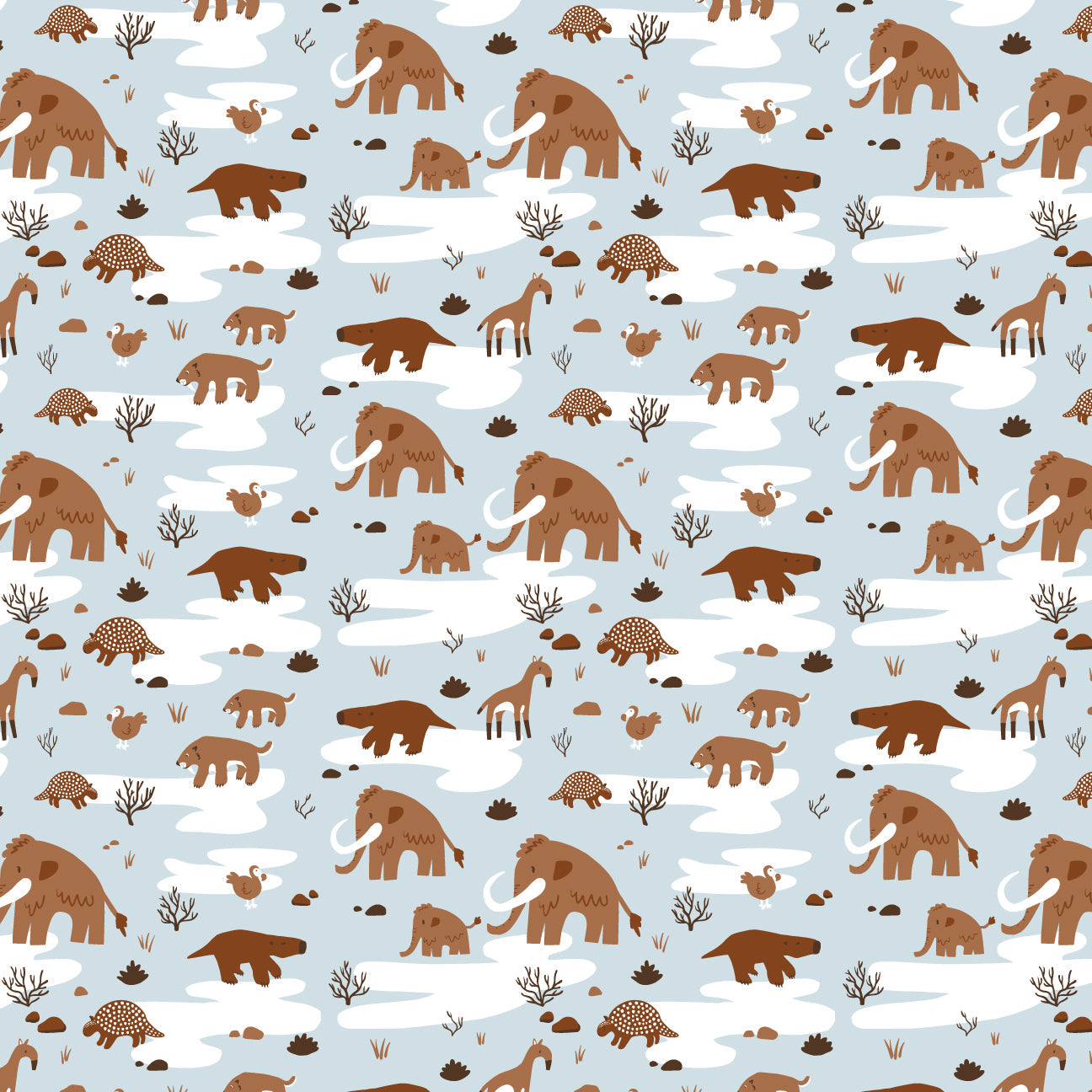 Leggings - Ice Age Animals Pale Blue