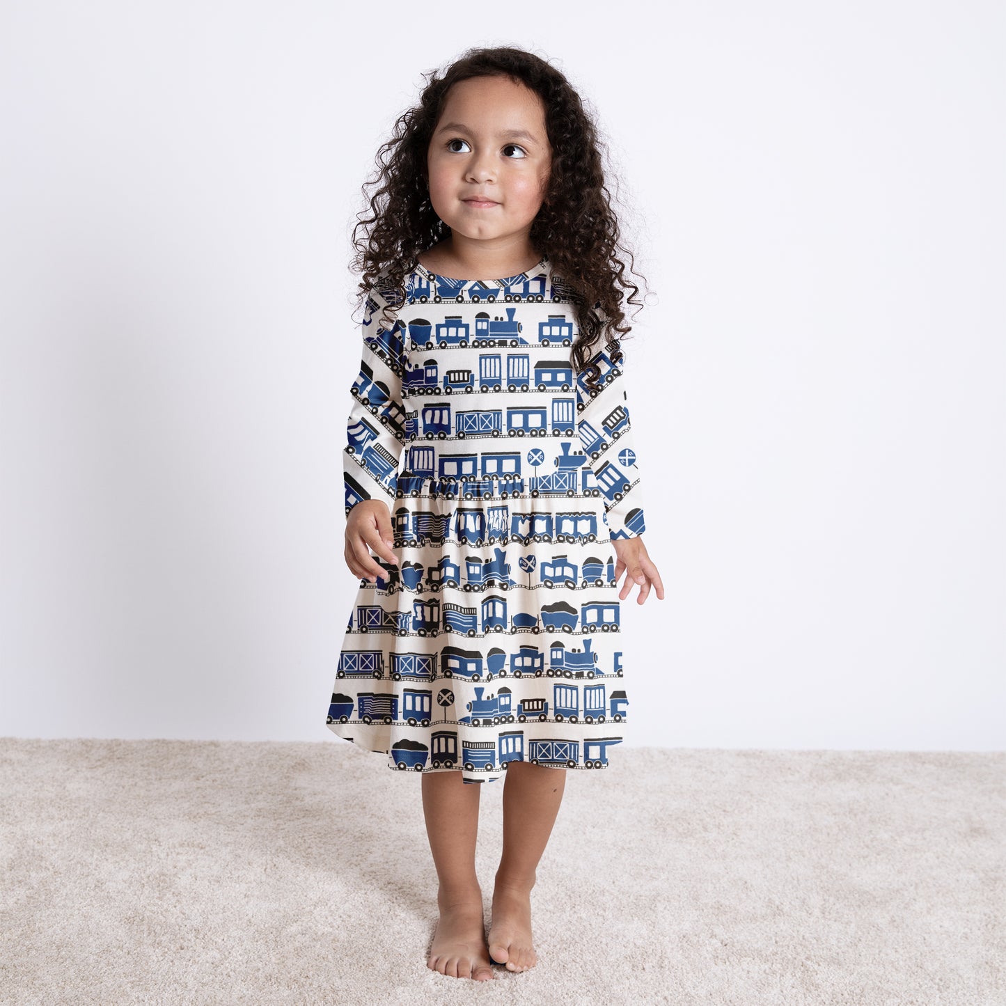 Calgary Dress - Trains Blue