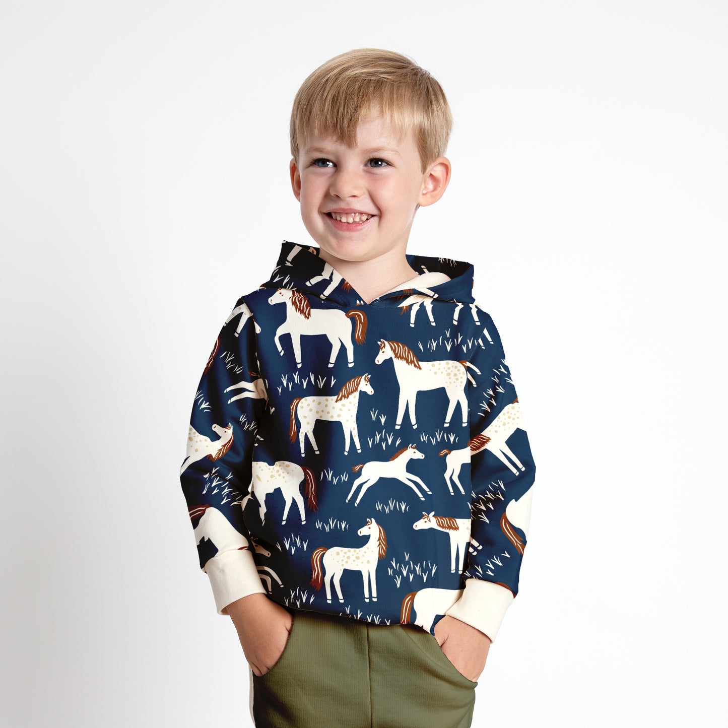 Hoodie - Horses Navy