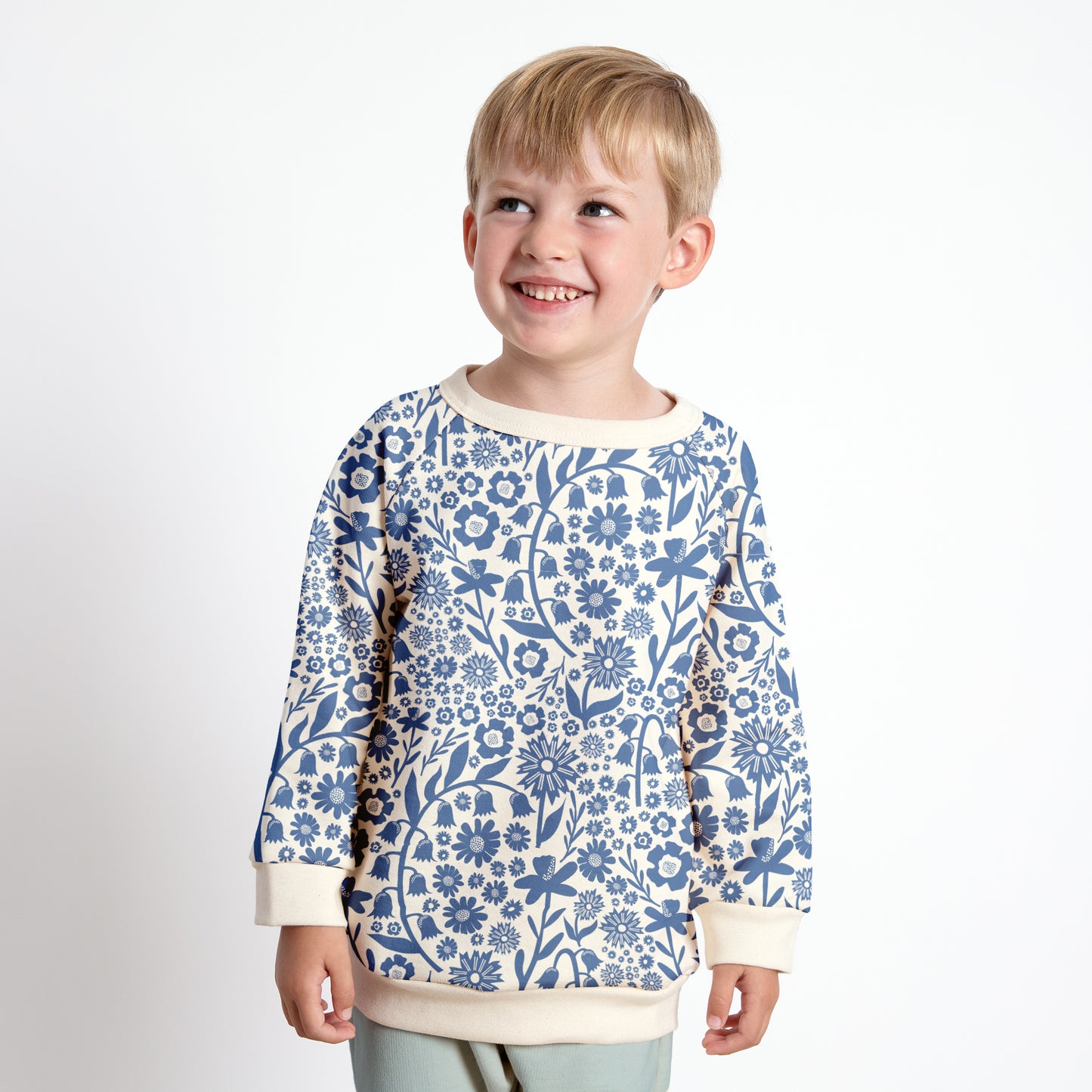 Sweatshirt - Dutch Floral Delft Blue