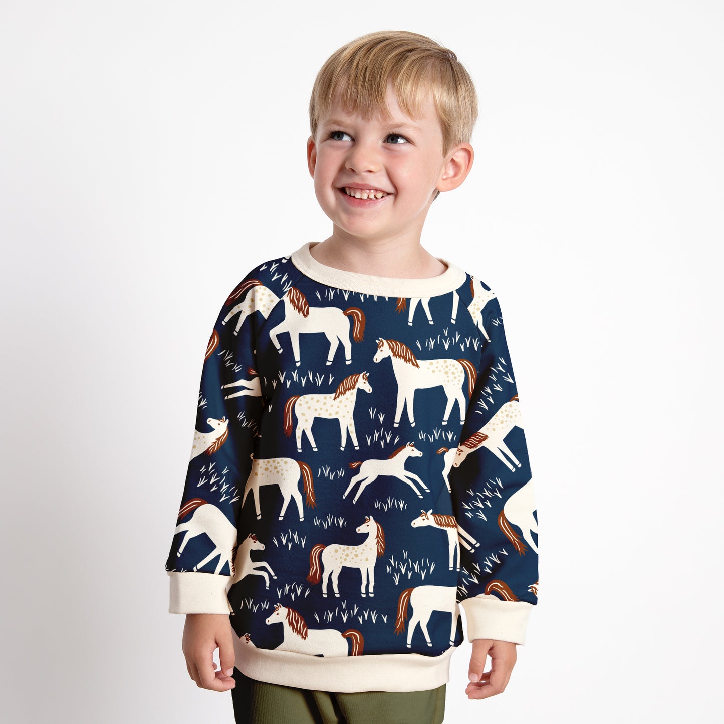 Sweatshirt - Horses Navy
