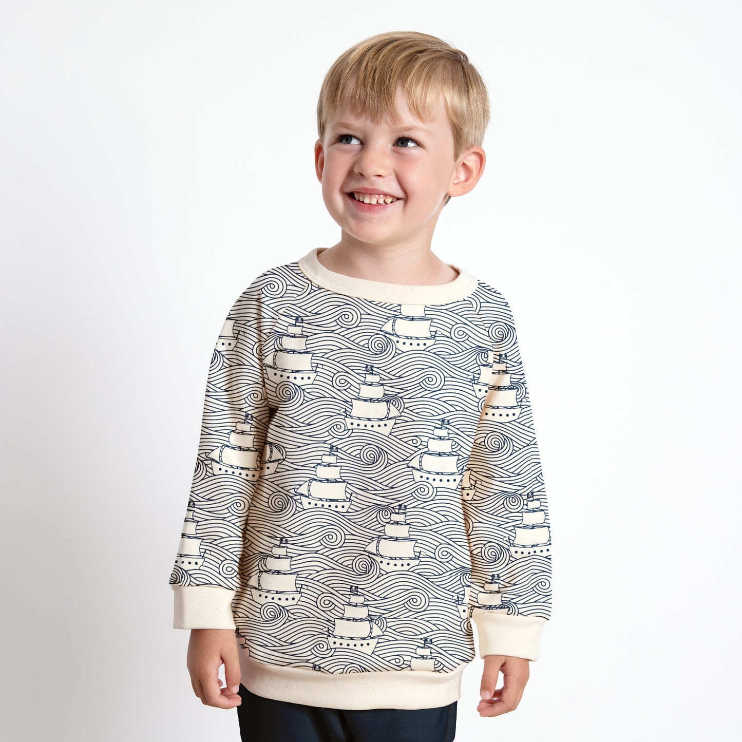 Brushed French Terry Sweatshirt - High Seas Pale Blue