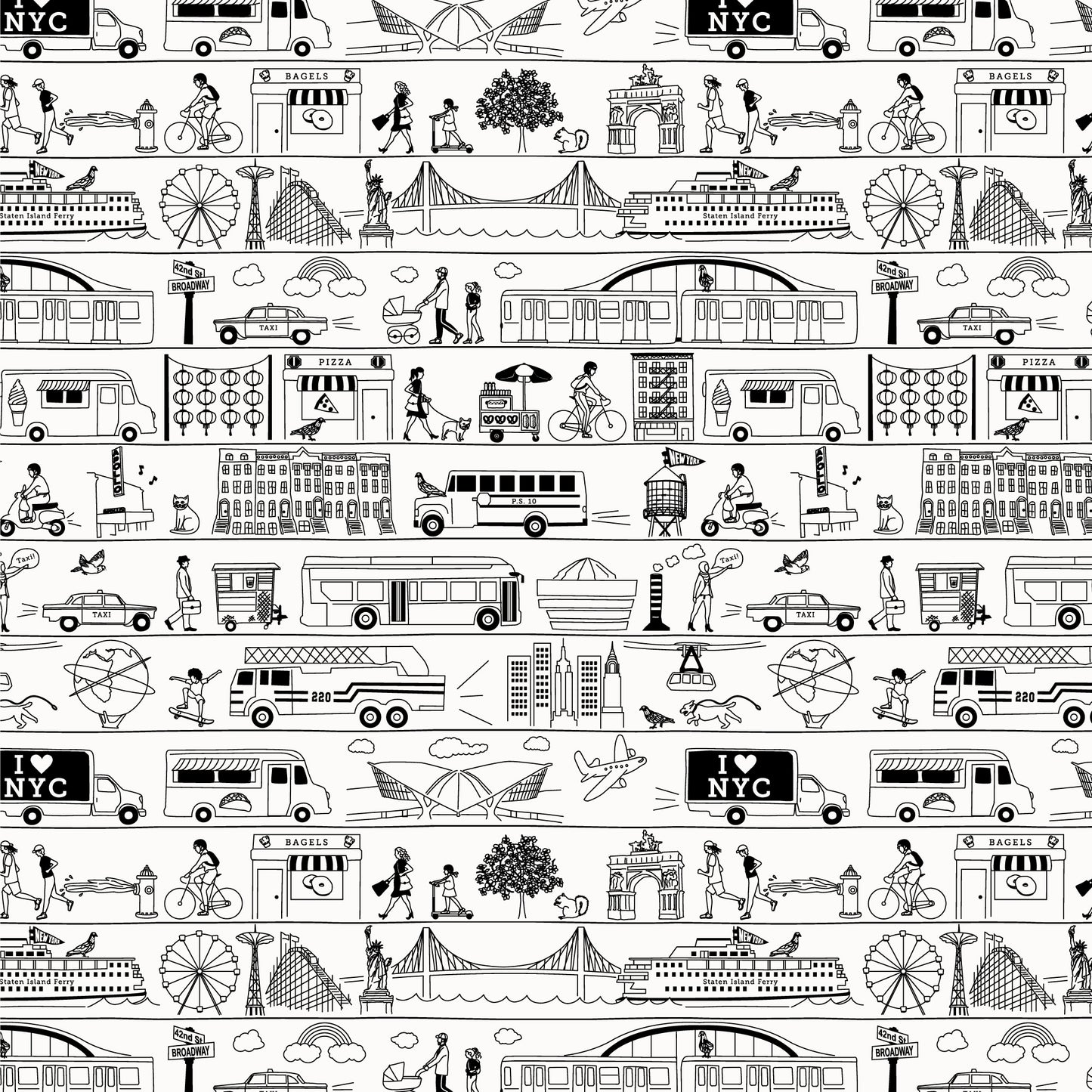 Long-Sleeve Lap Tee - New York On The Go Black