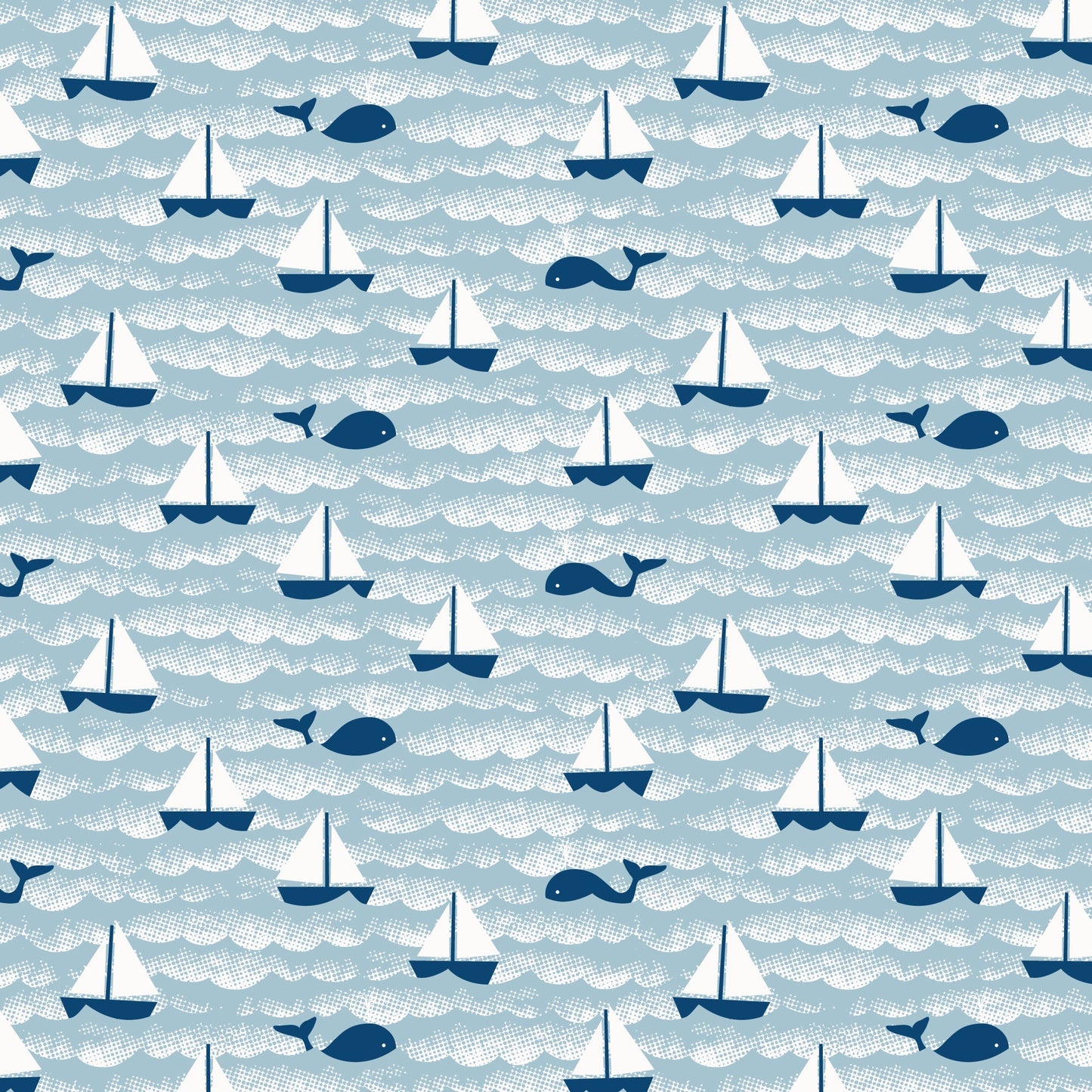 Short-Sleeve Lap Tee - Sailboats Ocean Blue & Navy