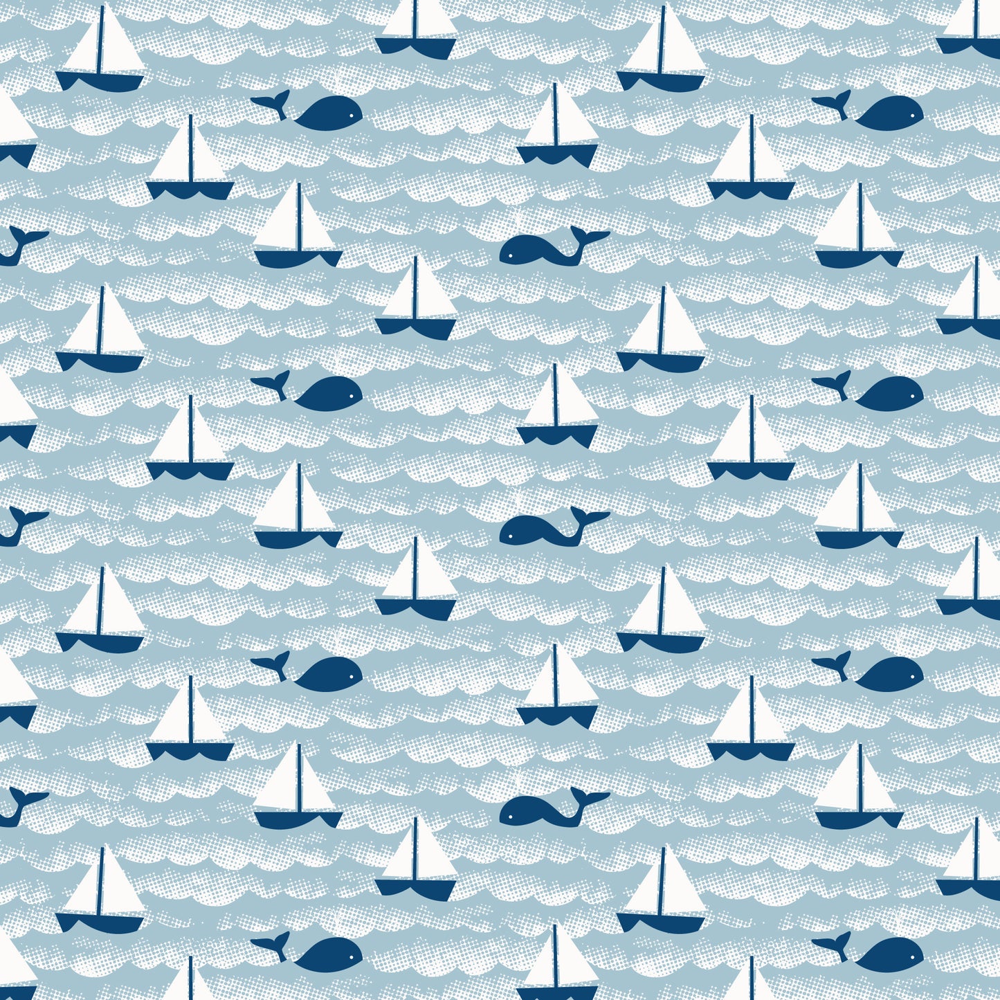 French Terry Blanket - Sailboats Ocean Blue & Navy