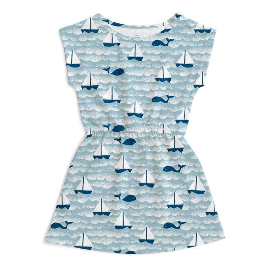 Sierra Dress - Sailboats Ocean Blue & Navy