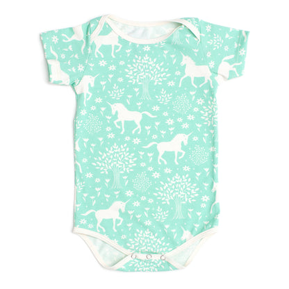 Short-Sleeve Snapsuit - Magical Forest Mint