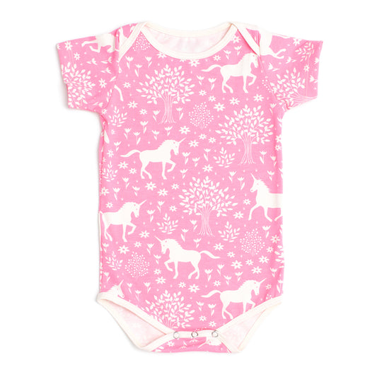 Short-Sleeve Snapsuit - Magical Forest Pink