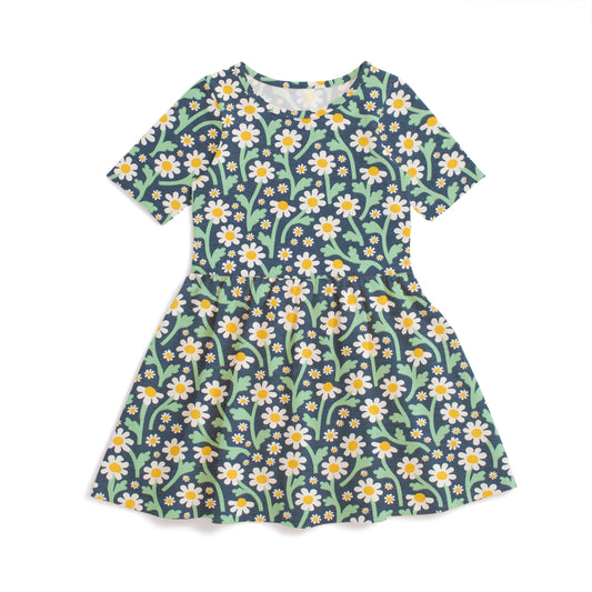 Alberta Dress - Bold Daisies Navy