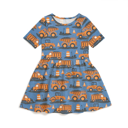 Alberta Dress - Roadwork Orange & Blue