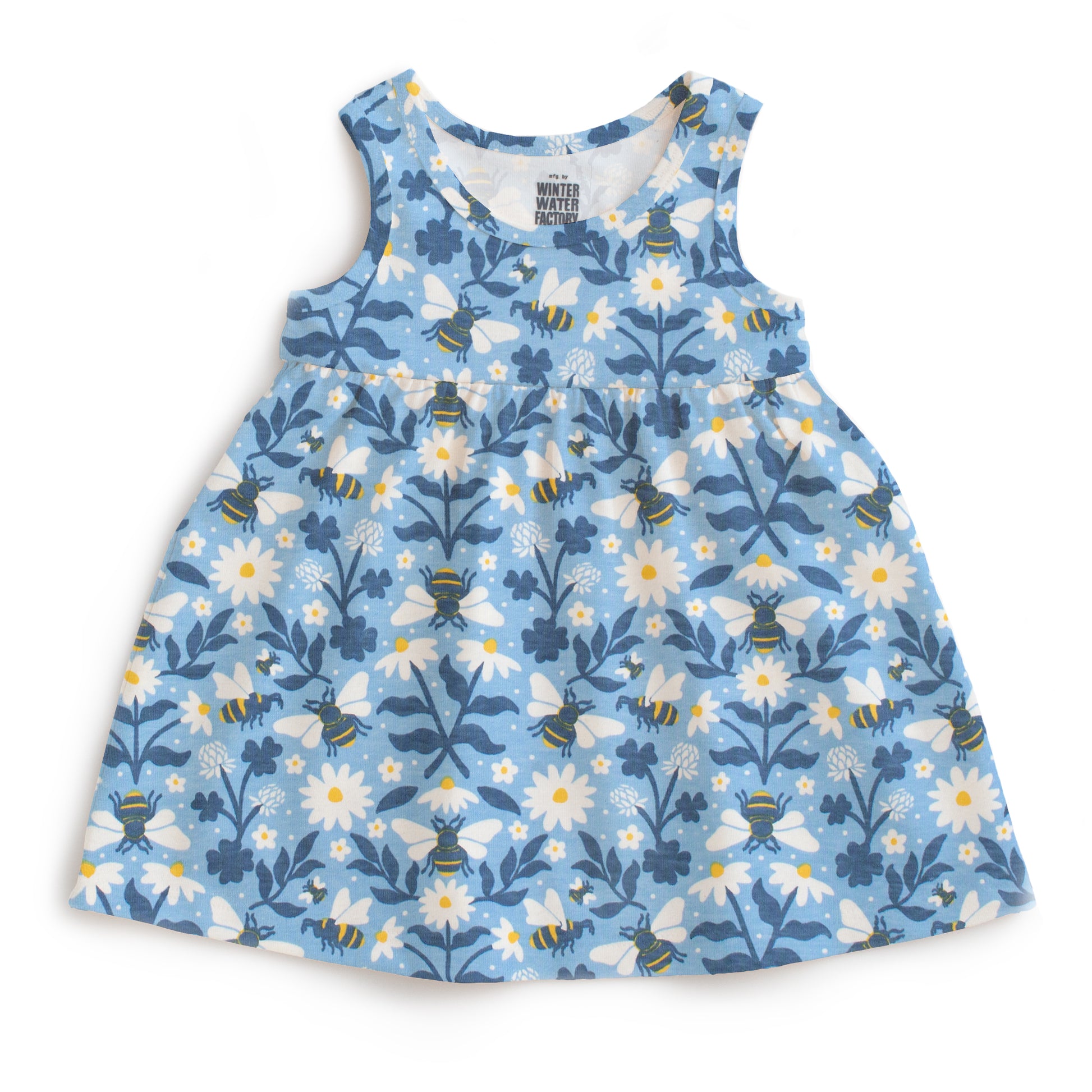 blue dress with bees Belinda Dress Native Bees Navy made590