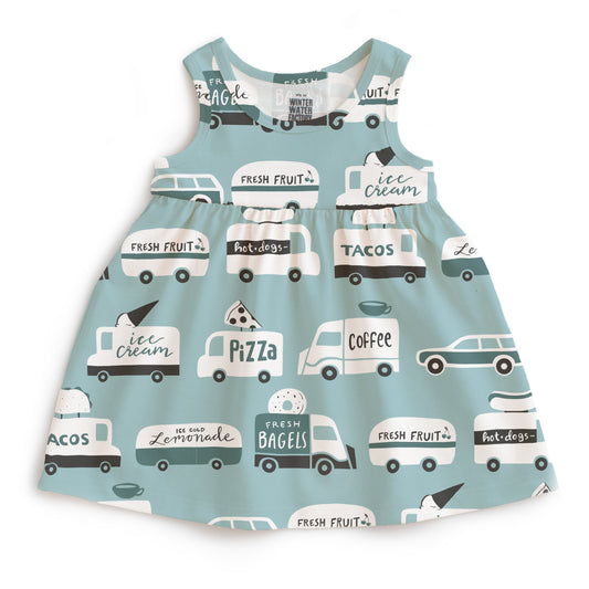 Alna Baby Dress - Food Trucks Surf Blue
