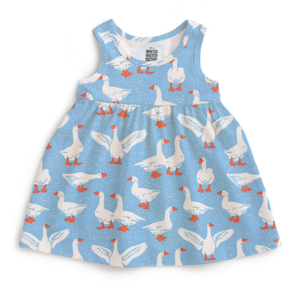Alna Baby Dress - Silly Geese Blue