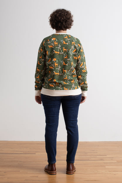 Adult Sweatshirt - Deer & Foxes Dark Green