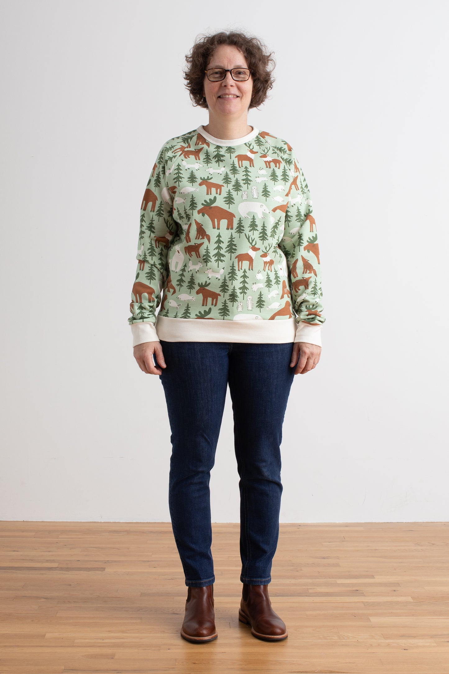 Adult Sweatshirt - Northern Animals Pale Green
