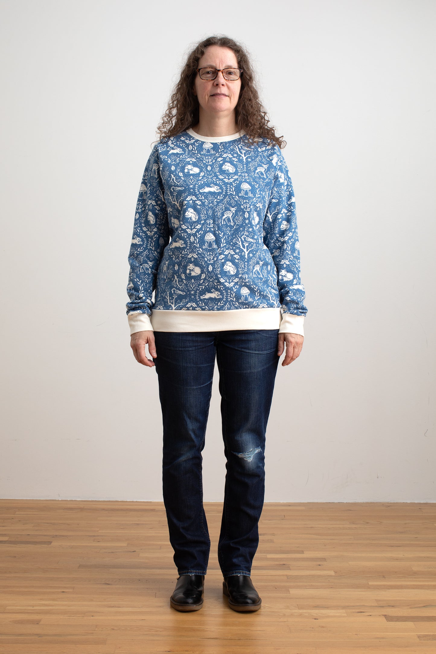 Adult Sweatshirt - Animal Tapestry Blue