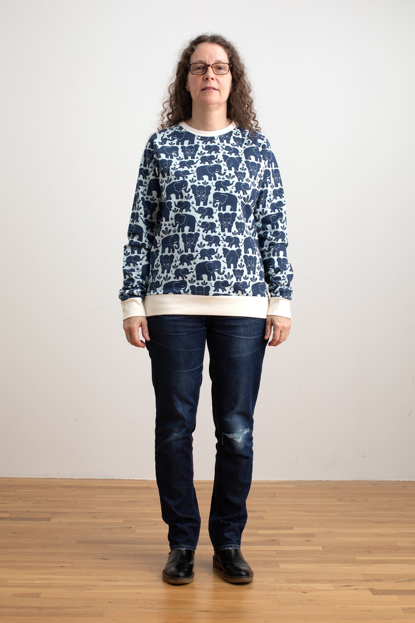 Adult Sweatshirt - Elephant Herd Navy