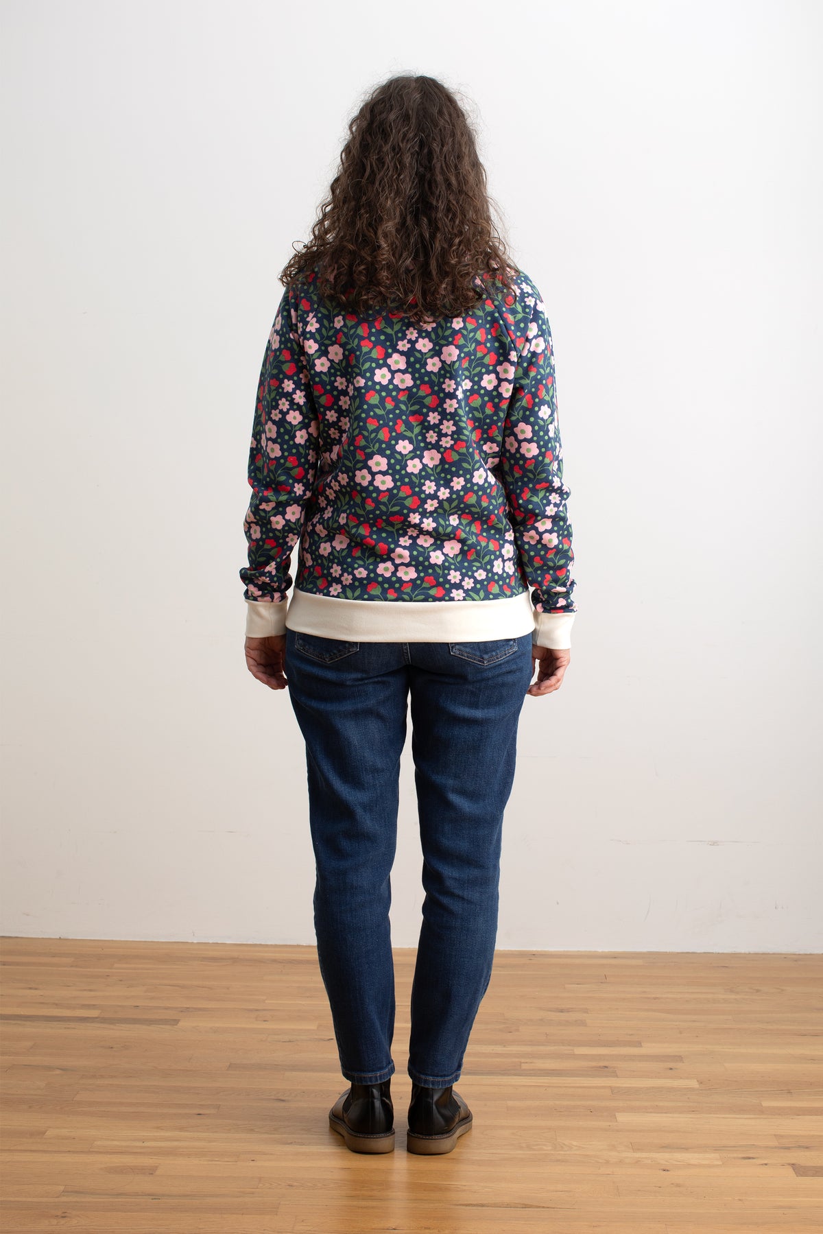 Adult Sweatshirt - Garden Blooms Navy & Pink