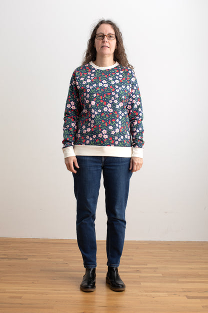 Adult Sweatshirt - Garden Blooms Navy & Pink