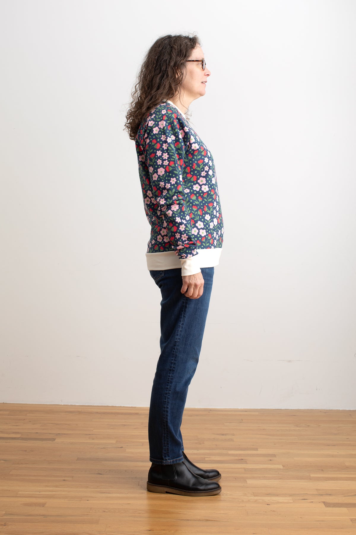 Adult Sweatshirt - Garden Blooms Navy & Pink