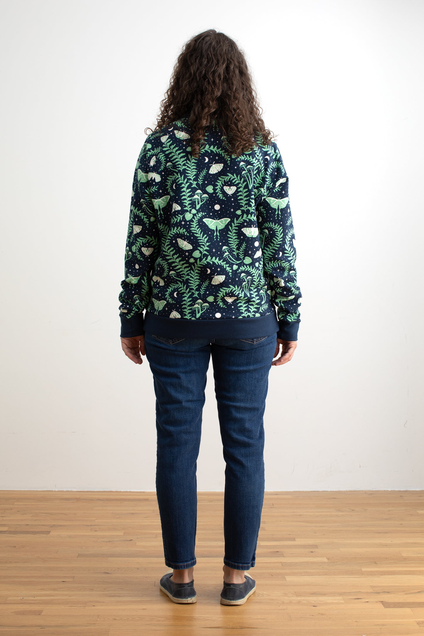 Adult Sweatshirt - Luna Moths Night Sky Blue