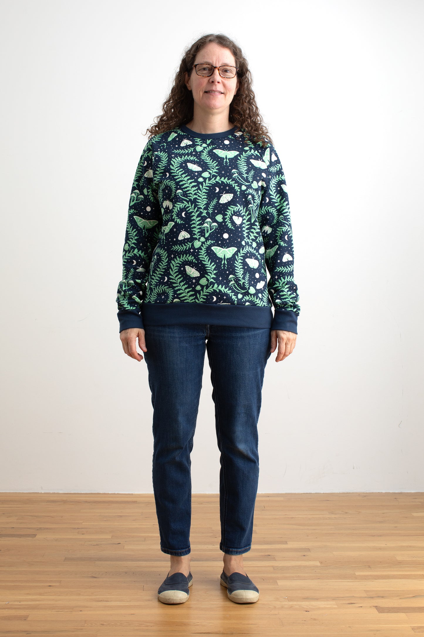 Adult Sweatshirt - Luna Moths Night Sky Blue