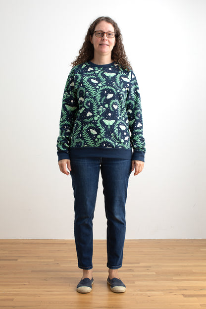 Adult Sweatshirt - Luna Moths Night Sky Blue