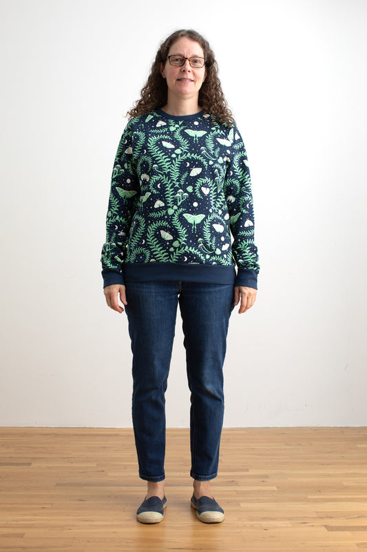 Adult Sweatshirt - Luna Moths Night Sky Blue