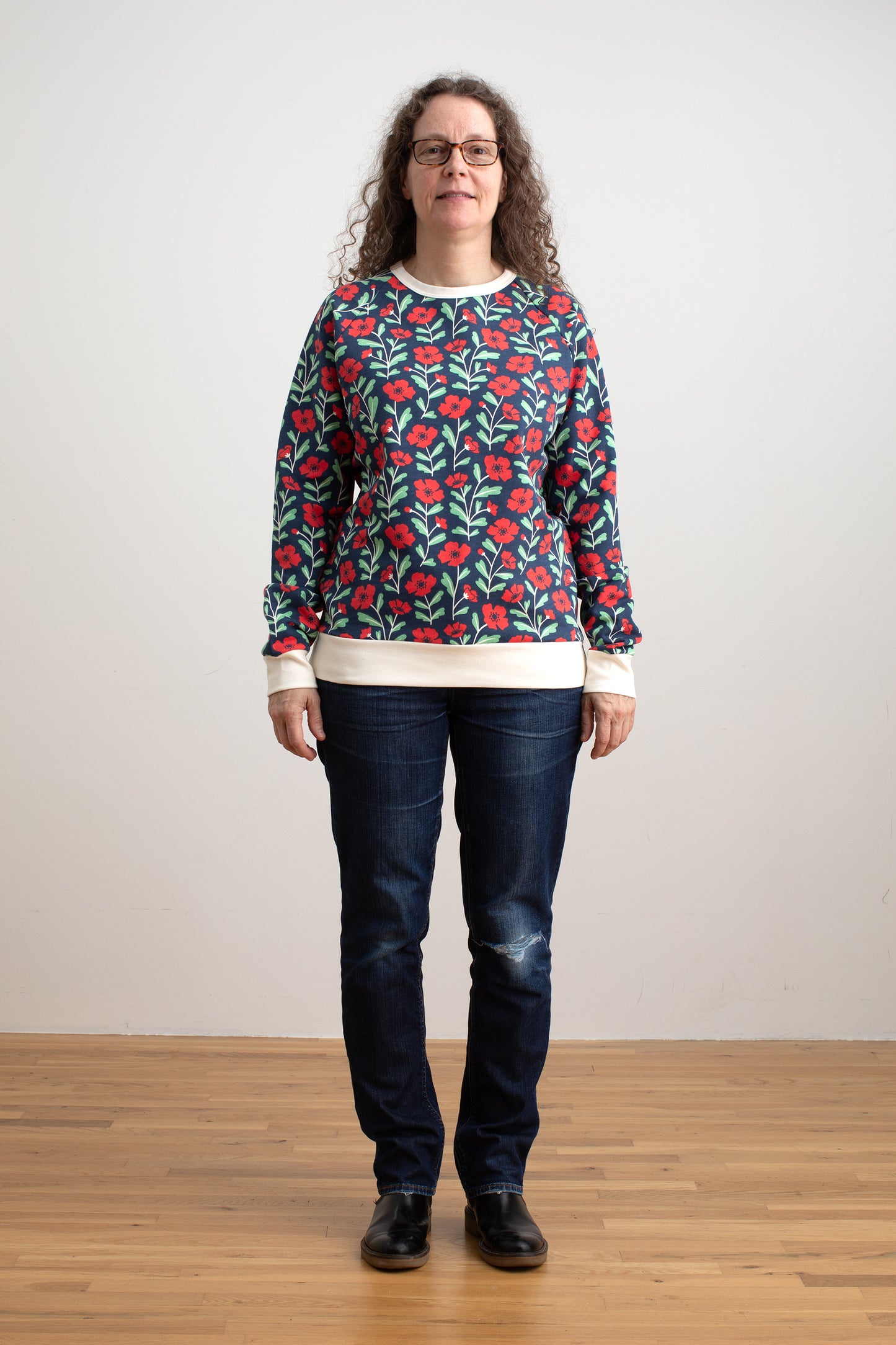 Adult Sweatshirt - Poppies Navy