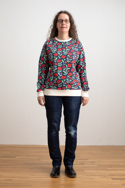 Adult Sweatshirt - Poppies Navy